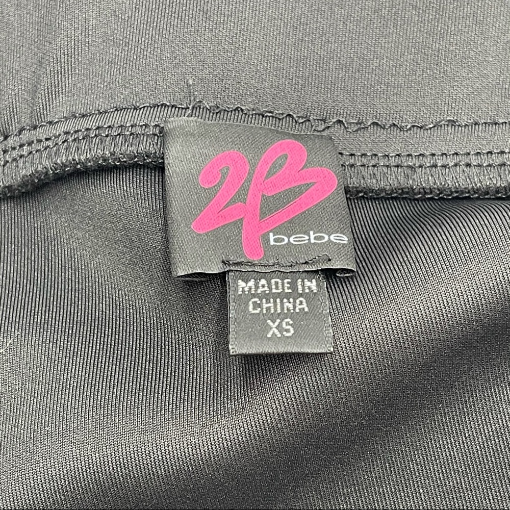 2B Bebe Black faux Leather Trim Pencil Skirt - Picture 8 of 13